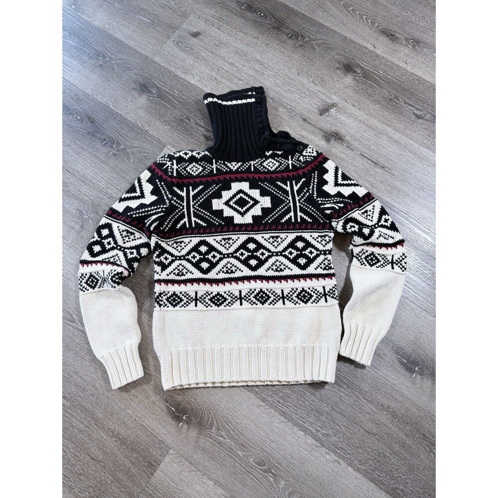 Lauren Jeans Company Sweater Womens Sz Med White Black Aztec Southwest Pullover